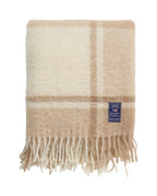 Lexington Beige/White Checked Mohair Mix Kuscheldecke