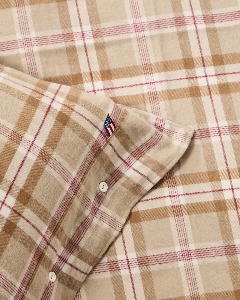 LEXINGTON Kariertes Bettwäsche-Set aus Baumwollflanell, fudge/beige/fig