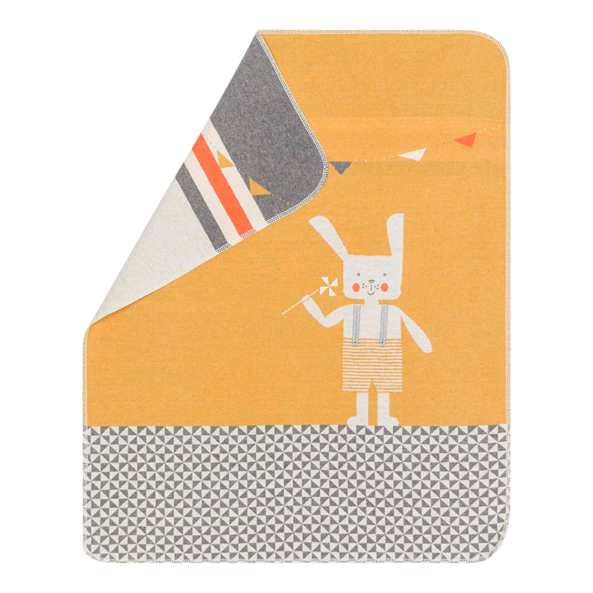 David Fussenegger JUWEL Babydecke mit Stick-Hase – Wolle