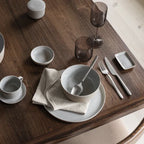blomus SABLO Kaffeetassen mit Untertasse aus Keramik – Leinen